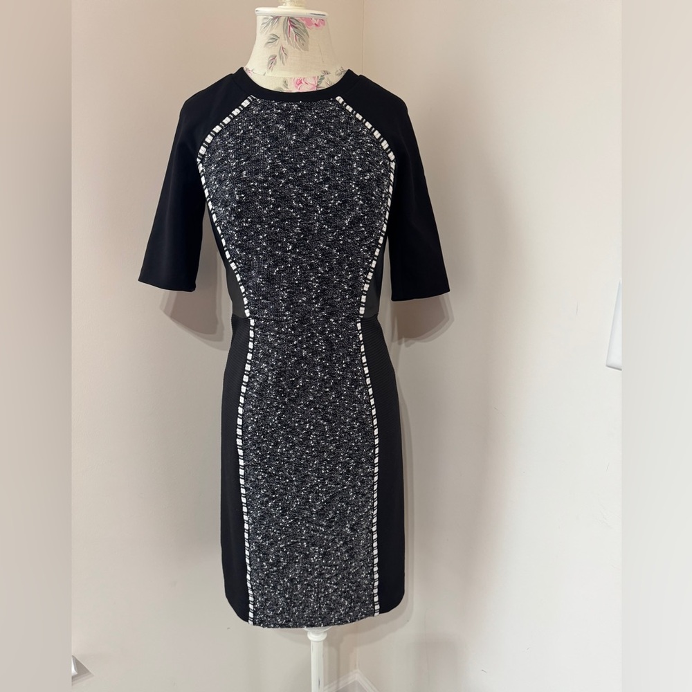 RACHEL Rachel Roy Black and Gray Midi Dress